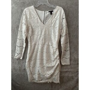 Material Girl Dress Womens Large Long Sleeve  Laced V-Neck Dress
